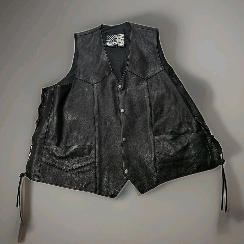 USA Bikers Dream Apparel‎ Black Leather Motorcycle Men's Vest Size 52